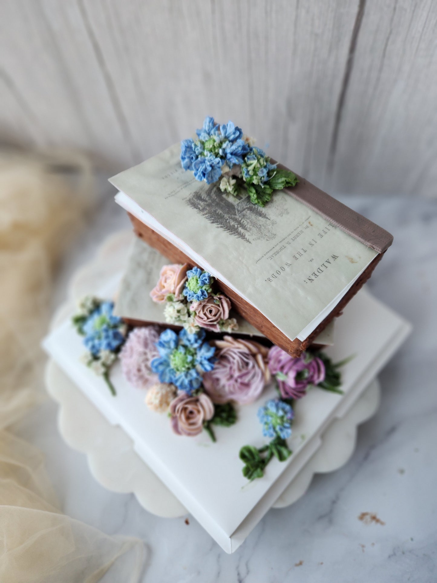 2 tier book cake